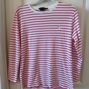 Ralph Lauren Sport White and Pink Striped Top